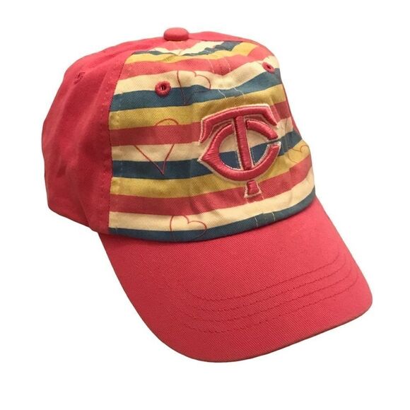 Fan Favorite Kid's Minnesota Twins MLB Pink Striped Baseball Hat - Picture 1 of 13